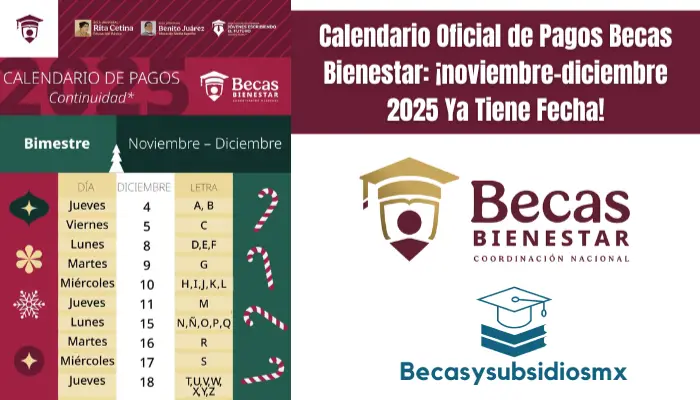 Calendario Oficial de Pagos Becas Bienestar: ¡noviembre-diciembre 2025 Ya Tiene Fecha!