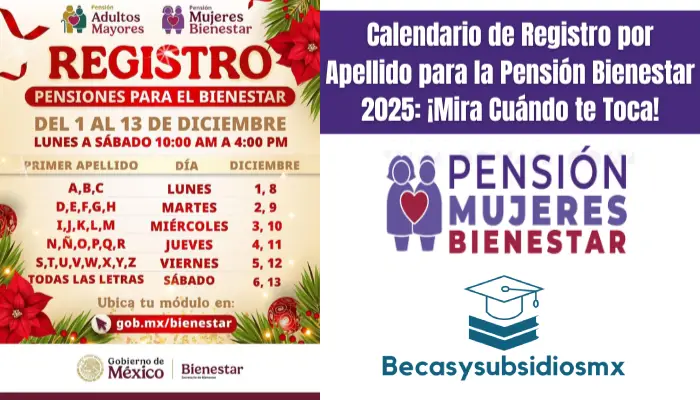 Calendario de Registro por Apellido para la Pensión Bienestar 2025: ¡Mira Cuándo te Toca!