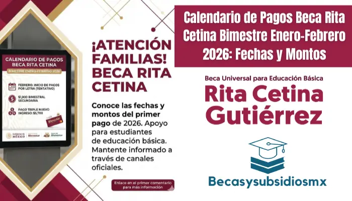 Calendario de Pagos Beca Rita Cetina Bimestre Enero-Febrero 2026: Fechas y Montos