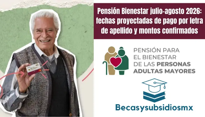 Pensión Bienestar julio-agosto 2026: fechas proyectadas de pago por letra de apellido y montos confirmados
